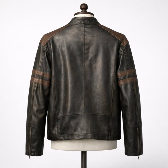 Toxic Hazard Brown Distressed Moto Jacket Size L - Picture 2 of 12